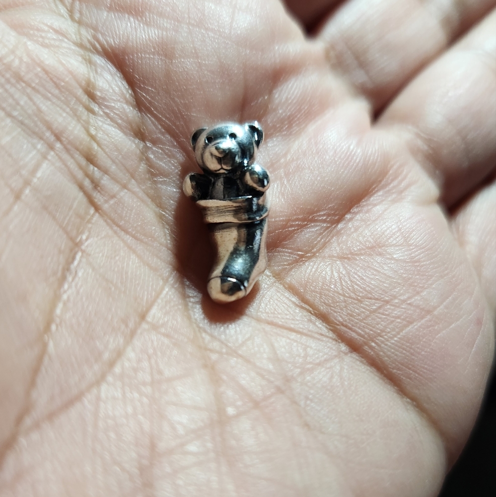James Avery Retired Teddy Bear in Stocking Charm